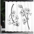 thumbnail image 3 of Ambesonne Charcoal Grey Shower Curtain, Sakura Flowers Scene, 69"Wx84"L, White, 3 of 4