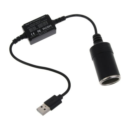 USB 5V to 12V Cigarette Lighter 18W Driving Recorder Boost Power Adapter Cable 0.36m USB to 12V DC Adapter Power