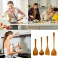 thumbnail image 3 of 4pc Wooden Kitchen Utensil Set - Non-Stick Pan Safe Cooking Tools (Wok Spatula, Frying Spatula, Soup Spoon, Rice Spoon), Heat-Resistant Ergonomic Wooden Utensils for Home Cooking & Serving, 3 of 9