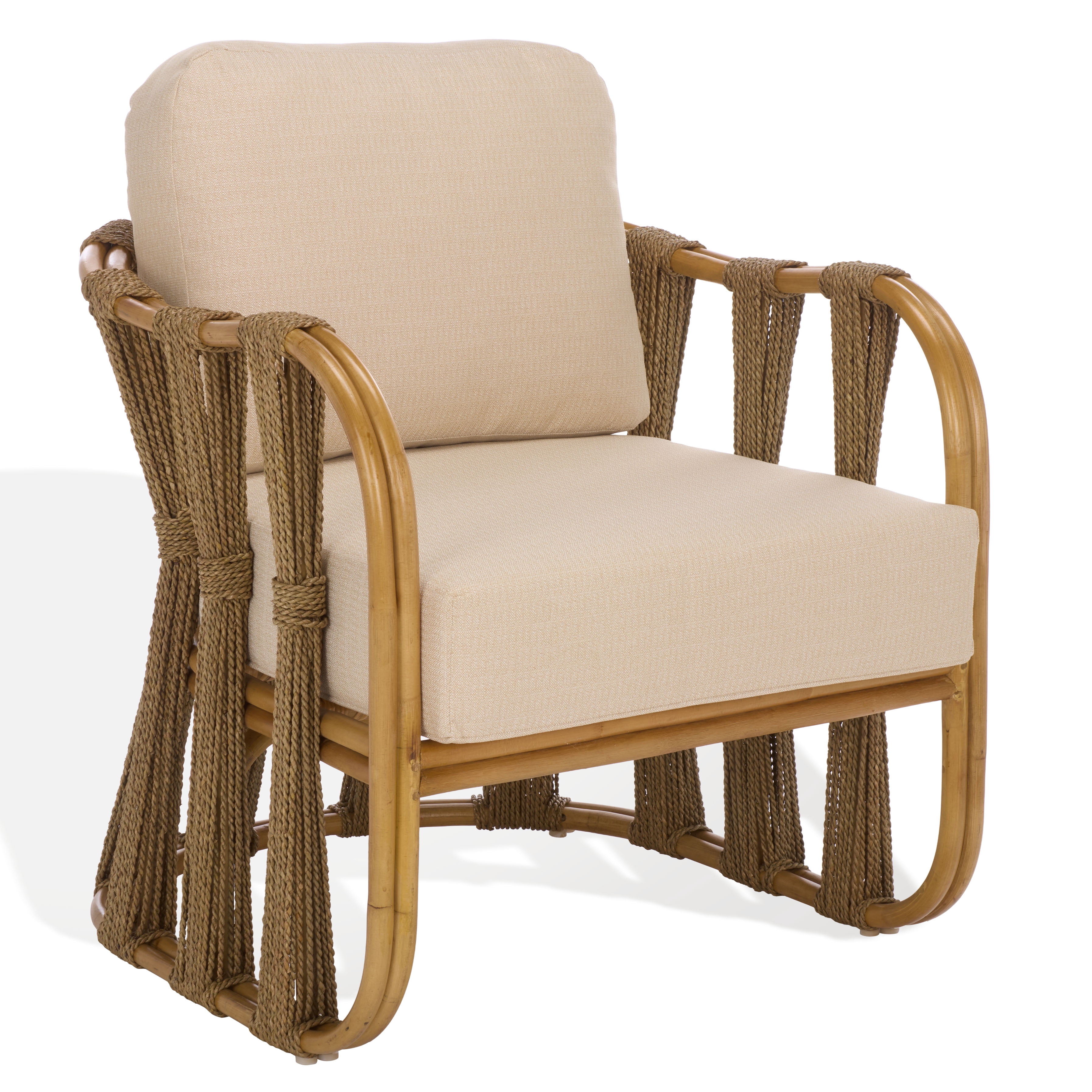 Safavieh Couture Pennylyn Seagrass Modern Accent Chair, Walnut/White