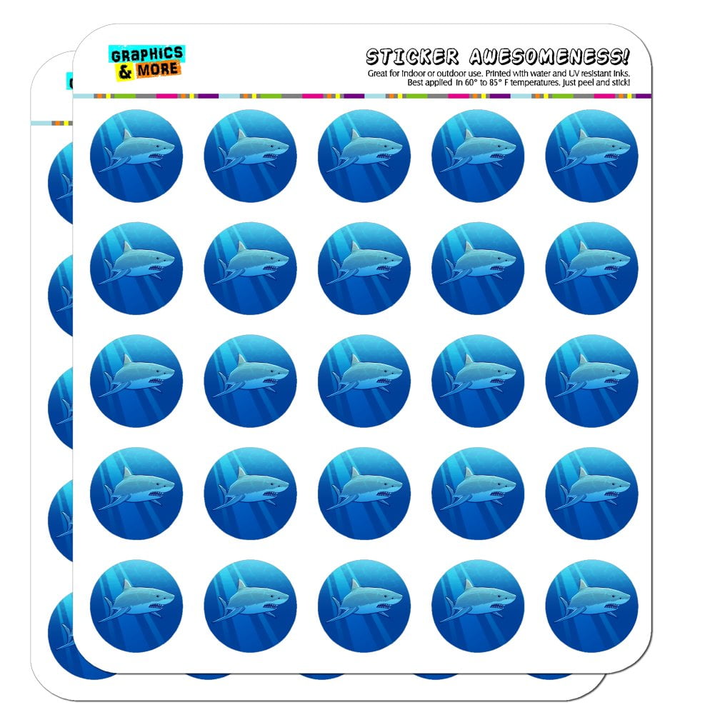 Shark Planner Stickers - 200 Half-Inch Round Opaque Craft Stickers For Calendars & Scrapbooking