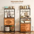 thumbnail image 2 of Kitchen Bakers Rack with Power Outlet, Small Coffee  Cart 4 Tiers, Microwave Stand Station with 8 S Hooks, Adjustable Shelf, Freestanding Kitchen Appliance Organizer, Rustic Brown, 2 of 8