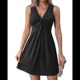 thumbnail image 1 of Vestido Elegante de Verano para Mujer, con Escote en V y Volantes, Sin Mangas, Ajustado, para Fiesta, Club, Color Negro, Talla M, 1 of 7