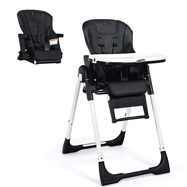 OLAKIDS Chaise Haute 4 en 1 – Siège d'Appoint, Chaise Haute Convertible avec Hauteur et Inclinaison Réglables, Plateau Amovible, Coussin Détachable, Sans Installation, Pliage Simple pour Bébé, Nourrisson et Tout-Petit, Noir