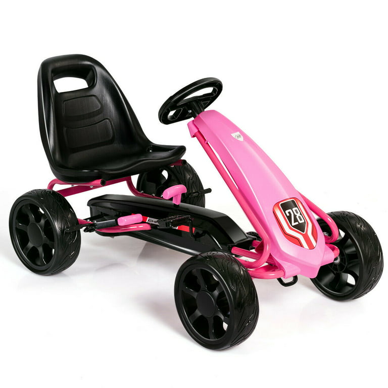 Wat verzending negeren Go Kart Pedal Car Kids Ride On Toys Pedal Powered 4 Wheel Adjustable Seat  Pink - Walmart.com
