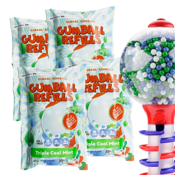 13 mm 0.5 inch Triple Cool Mint Gumballs 4 Lb Mint