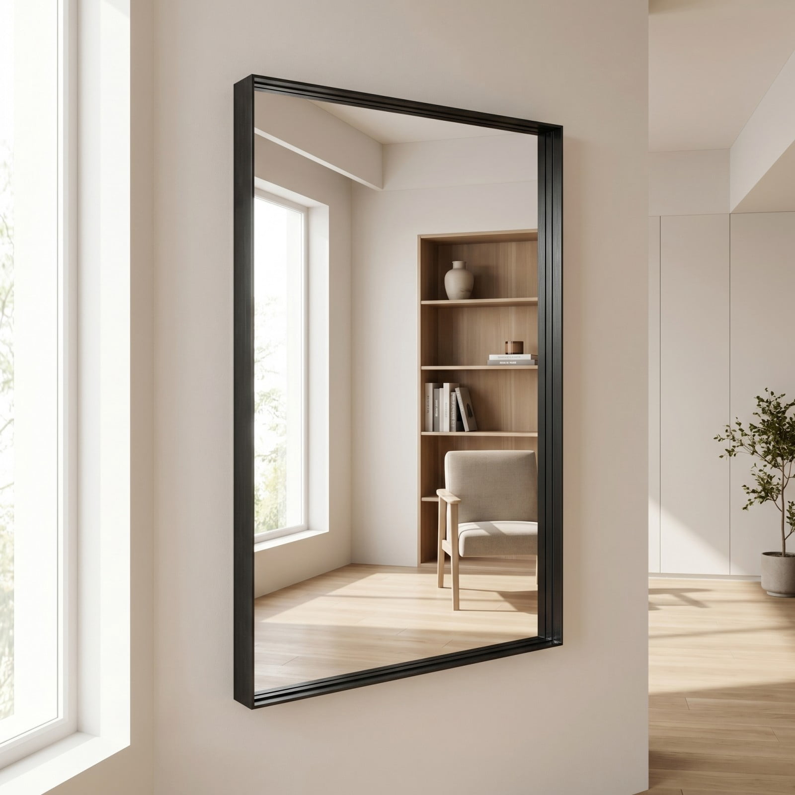 Gleamira 32"x40" Bathroom Wall Mounted Mirror Vanity Rectangular Mirror with Deep Frame, Black