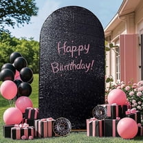 4x7.2ft Black Sparkly Sequin Arch Backdrop Cover for Graduation Birthday
