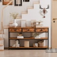 thumbnail image 2 of Satifur 47" Entryway Table with 4 Fabric Drawers, Console Table Metal Frame Sofa Table with 2 Shelves for Living Room and Hallway,Brown, 2 of 6