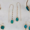 thumbnail image 3 of Humble Chic Blue Druzy Earrings for Women Dangling - Peacock Threader Drops, 3 of 8