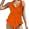 thumbnail image 5 of Maillot de Bain Sans Manches Rétro Rembourré Col en V Ajusté pour la Plage, 5 of 5