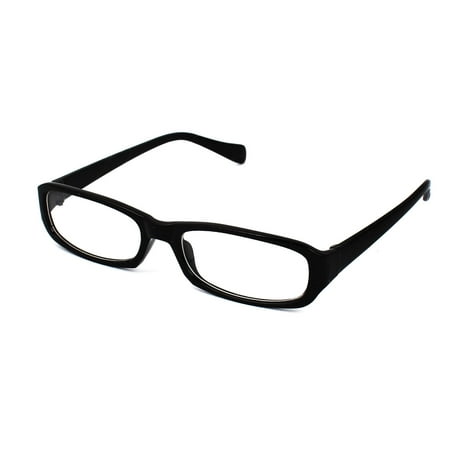 Black Plastic Single Bridge Full Rims Clear Lens Plain Glasses Eyeglasses