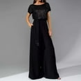 thumbnail image 2 of HXWCHs Stylish Women's Fashion Jumpsuit with Sequins Detail for Casual and Comfortable Short Sleeve Wear Black XXXL, 2 of 3
