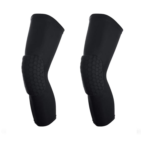 BESTSKY Basketball Knee Pads, 2 Pack Honeycomb Anti Collision Leg Compression Sleeves, Sports Sleeves for Wrestling Football Volleyball Soccer Skating (Large, Black)