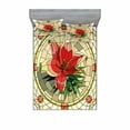 thumbnail image 2 of Ambesonne Colorful Fitted Sheet & Pillow Sham Set, Flower Lily Leaves, Twin, Multicolor, 2 of 3