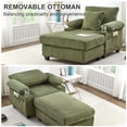 thumbnail image 4 of Muumblus Living Room Chair with Ottoman, 7-Speed Adjustable Backrest, USB & Storage Arms, Cozy Indoor Corduroy Lounge Armchair, Green, 4 of 12