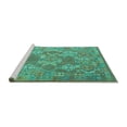 thumbnail image 2 of Ahgly Company Machine Washable Indoor Round Southwestern Turquoise Blue Country Area Rugs, 3' Round, 2 of 4