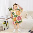 thumbnail image 6 of FORMRS Wearable Blanket Hoodie with Sleeves for Kids Cozy Flannel Sweatshirt, Citrus Leaves, 6 of 7