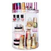 DEFWAY 360 Rotating Makeup Storage Organizer - Clear Acrylic Adjustable Makeup Organizer with 8 Layers Large Capacity Fits Toner, Creams, Brushes, Lipsticks