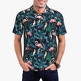 thumbnail image 2 of Cauagu Flamingos And Birds Print Men's Polo Shirts, Short-Sleeve Polo Shirts for Men Performance Golf Shirt Athletic Casual Collared T-Shirt-3X-Large, 2 of 8