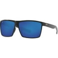 thumbnail image 2 of Costa Del Mar Men's Rincon Polarized Rectangular Sunglasses, Shiny Black/Grey Blue Mirrored Polarized-580G, 63 mm, 2 of 3