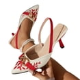 thumbnail image 4 of Miluxas Slingback Kitten Heels for Women Heeled Pumps Pointed Closed Toe Heels Vintage Stiletto Pumps Shoes Red 6.5(38), 4 of 9