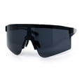 thumbnail image 4 of Mens 80s Vibe Color Mirror Rimless Oversized Shield Sport Sunglasses [All Black], 4 of 7