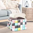 thumbnail image 3 of Yayeee Collapsible Cube Storage Bin with Lid Fabric Closet Decorative Basket with Handles, Gray Checkered Pattern, 3 of 7