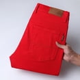 thumbnail image 2 of Spring and Autumn Men's Red Stretch Fit Jeans Pink Classic Style Business Casual Cotton Slim Trousers Denim Pants Male Brand, 2 of 6