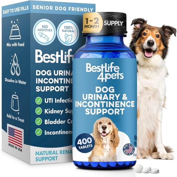 BestLife4Pets Dog UTI & Kidney Support - Natural Urinary Tract Infection Supplement for Renal and Bladder Control – 400 Pills