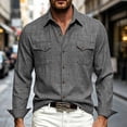 thumbnail image 2 of Lmueinov Men's Lapel Long Sleeve Shirts Outdoor Button Down Casual Shirts Chest Pocket Lightweight Relaxed Fit Tops for Sports Walking Golf, 2 of 6