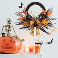 thumbnail image 3 of Adeeing Halloween Skull Wreath for Front Door 20 Inch Artificial Wreath Decoration with Maple Leaf, Roses, Feathers and Ribbon for Home Door Wall Decor, 3 of 7