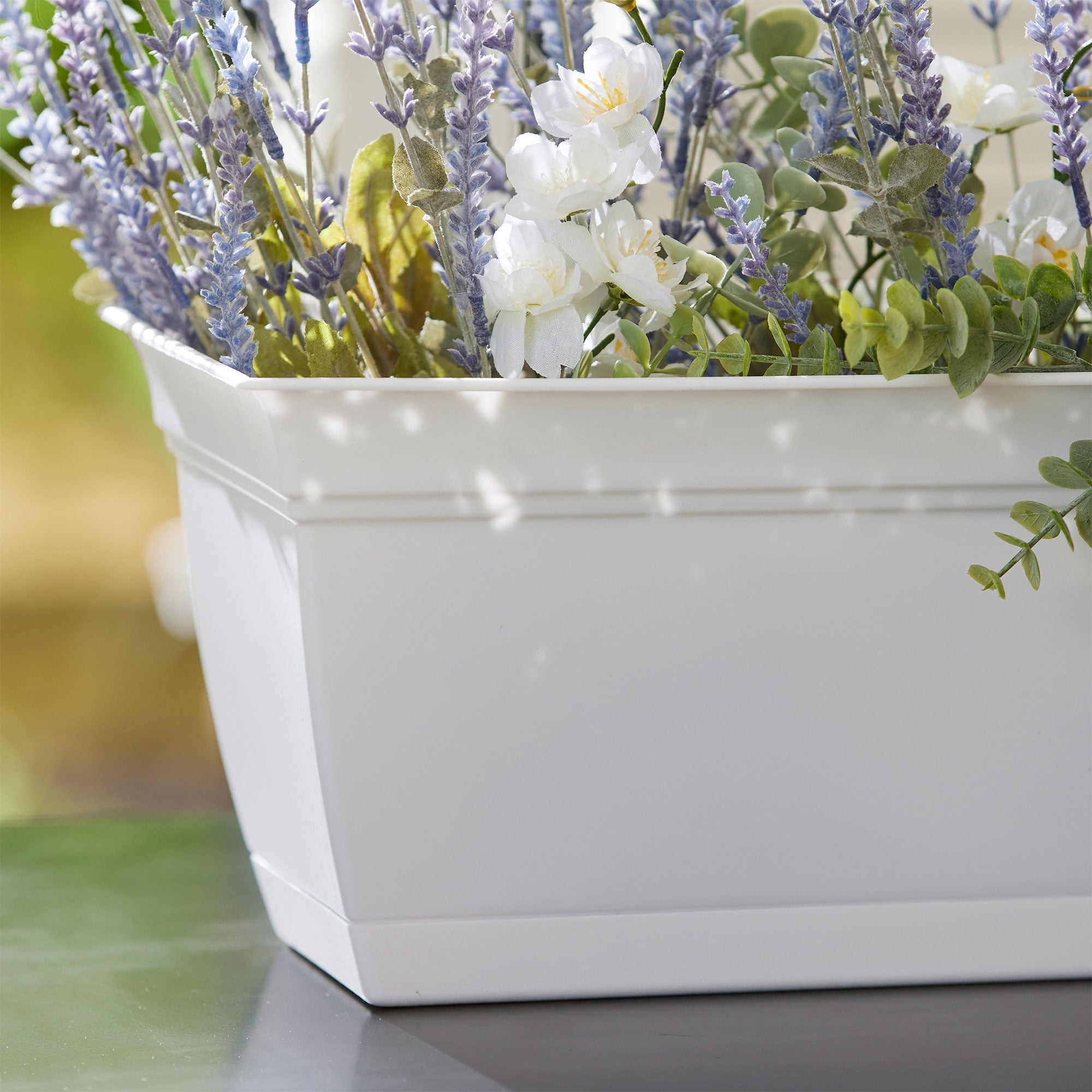 The HC Companies Window Flower Box with Removable Saucer, White (4 Pack)