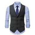 thumbnail image 2 of IROINNID Men's V-Neck Peak Lapel Sleeveless Solid Color Casual Single-breasted Vest Gilet Fit Breathable Business Streetwear Jacket, 2 of 8
