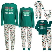 Derek Heart Merry Christmas Lights Holiday Matching Family Christmas Pajamas Infant Unisex Gender Neutral Onesie Sleeper, Sizes Newborn-12 Months