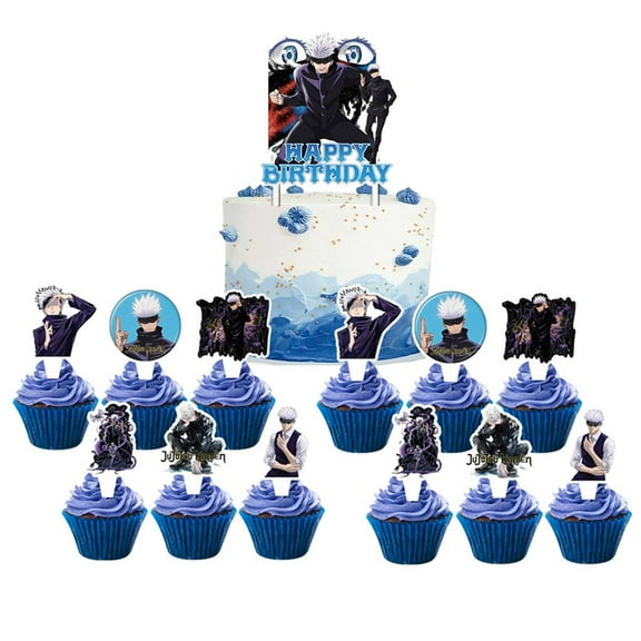 Satoru Anime Gojo Cake Topper Cupcake Set Party Supplies Decoration Birthday Decor Kit