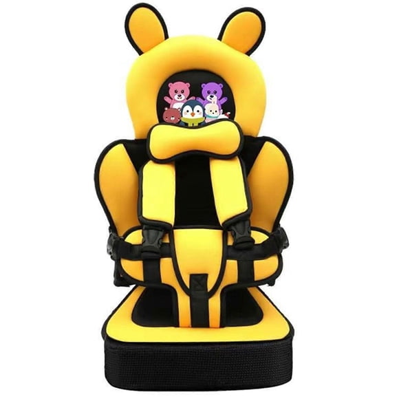 Upgraded Child Travel Seat Skin-friendly Child Safety Seat with Soft Padding, Cute Pattern Baby Car Seat Belt Protector, Yellow
