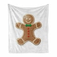 thumbnail image 1 of Gingerbread Man Soft Flannel Fleece Throw Blanket, Iconic Seasonal Baked Pastry Sugary Treats Joyous Fun Xmas, Cozy Plush for Indoor and Outdoor Use, 60" x 80", Caramel Green and Red, by Ambesonne, 1 of 6