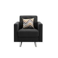 thumbnail image 5 of Victoria Dark Gray Linen Fabric Loveseat Chair Living Room Set with Metal Legs, Side Pockets, and Pillows, 5 of 13