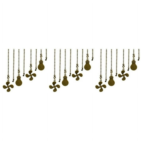 

12Pc Ceiling Fan Pull Chain Set Bulb and Fan Pattern Pull Chain Extension Fan Pull Chain Pendant 12 Inch(Antique Bronze)
