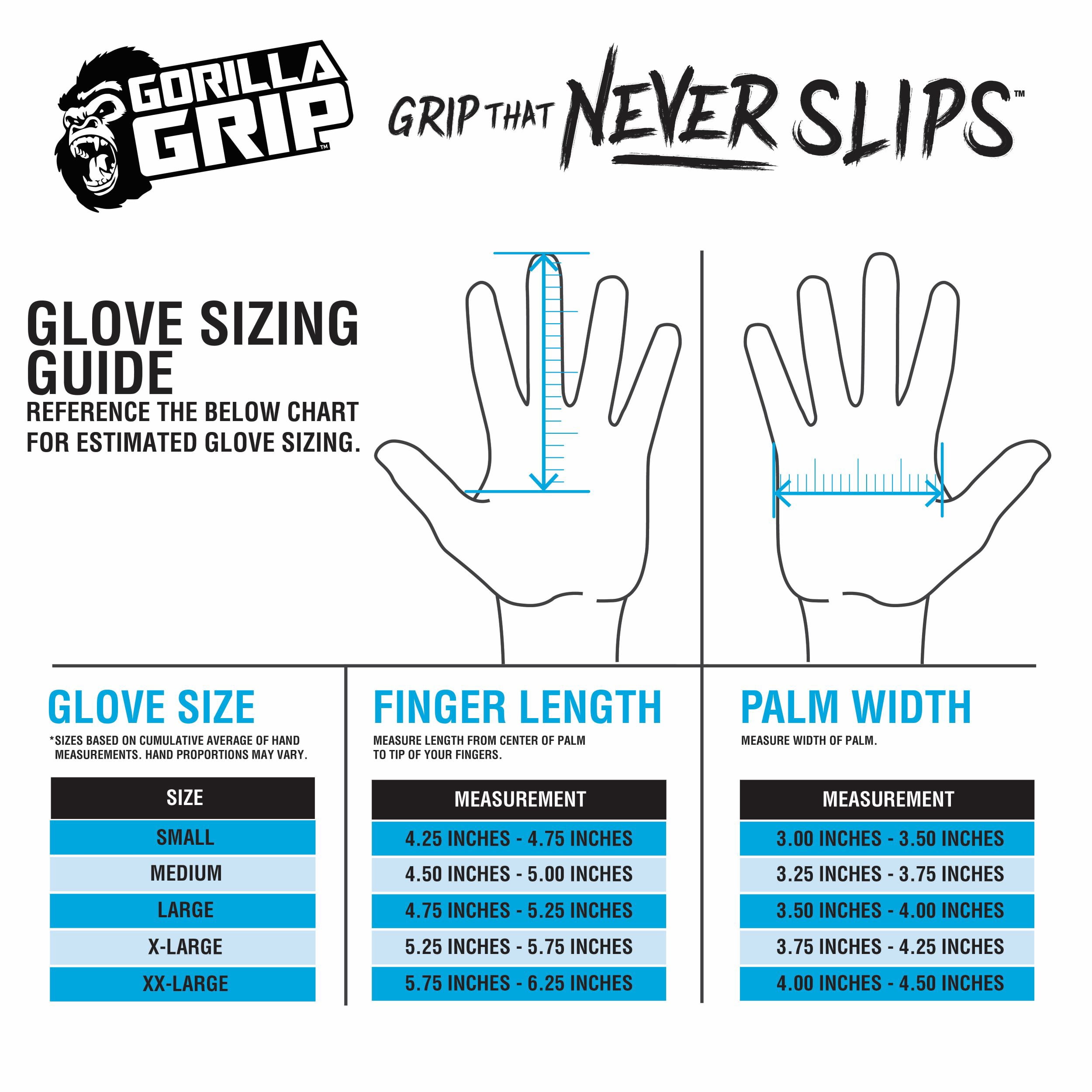 Gorilla Grip Disposable Gloves, Unisex, Nitrile Traction Grip, Touchscreen, Blue, Large, 20 Count