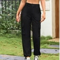 thumbnail image 2 of Annhoo Cargo Pants for Women Casual High Waisted Straight Leg Trousers Loose Solid Colr Pants with Multi Pockets, 2 of 6