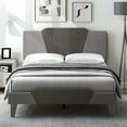 thumbnail image 2 of Costway Full Size Upholstered Platform Bed Frame Velvet Headboard Mattress Foundation, 2 of 10