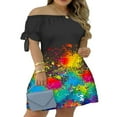 thumbnail image 1 of MesaSe Robe d'Été à Imprimé Floral pour Femmes, Robe Mini à Rayures à Épaules Dénudées, Robe Décontractée Ample avec Nœud, Mode Urbaine TTG, 1 of 3