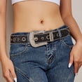 thumbnail image 3 of NUZYZ Women Jeans Belt Shiny Rhinestones Multi Holes Adjustable Length Waistband with Sparkling Buckle Wide Alloy Belt, 3 of 8