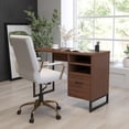 thumbnail image 3 of Merrick Lane Rustic Computer Desk with Shelving and Storage Drawer Metal Frame Pedestal Base Home Office Desk, 3 of 14