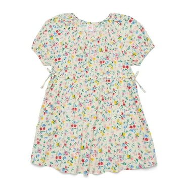 Wonder Nation Girls Print Smock Dress with Puff Sleeves, Sizes 4-18 & Plus