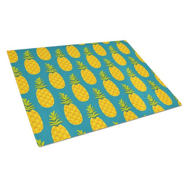 Ananas sur Planche à Découper en Verre Turquoise, Grande