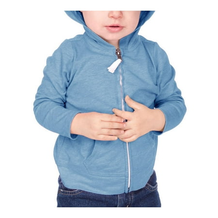 Kavio IJP0596 Infants Jersey Long Sleeve Zip Up Hoodie-Azure-18M