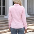 thumbnail image 3 of Button Down Shirts for Women Long Sleeve Dress Shirt Slim Fitted Work Tops Collared Dressy Casual Business Blouses Pink XL, 3 of 6